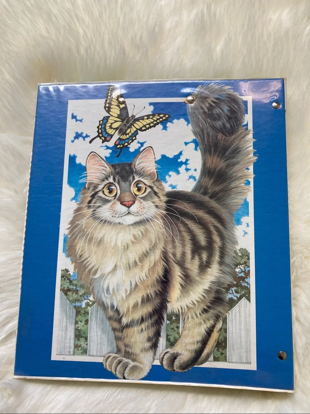 Vintage 90s Trapper Keeper Cats Butterfly Sophisticats Mead Folder 3 Ring Binder
